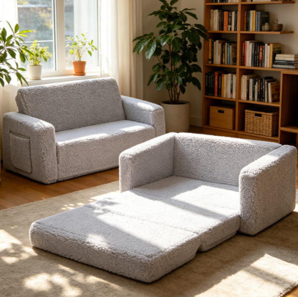 Flip Out Sherpa Children’s Sofa, Grey